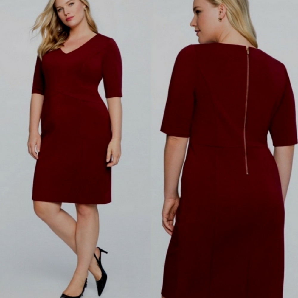 Eloquii wine red structured dress
